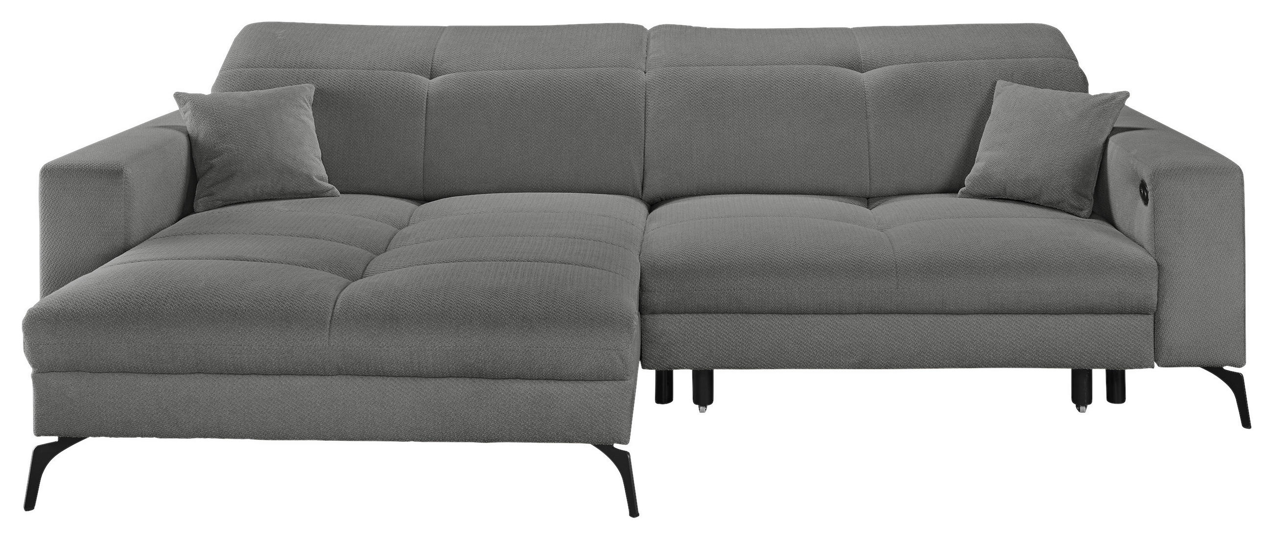 ECKSOFA Dunkelgrau Webstoff  - Dunkelgrau/Schwarz, KONVENTIONELL, Textil/Metall (180/285cm) - SetOne by Musterring