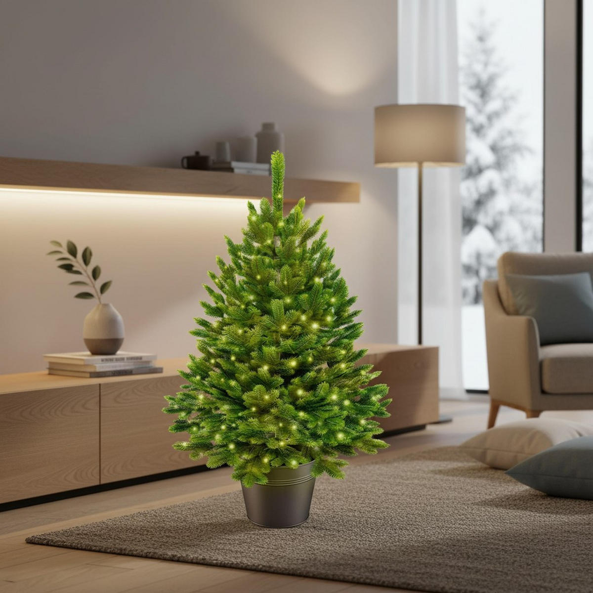 WEIHNACHTSBAUM  - Anthrazit/Grün, Basics, Kunststoff/Metall (37/40cm)