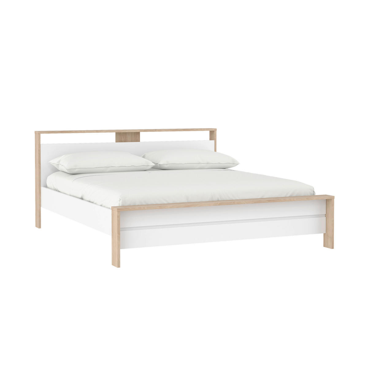 PAT 180/200 cm  alb, culoare lemn stejar  - alb/culoare lemn stejar, Konventionell, material pe bază de lemn (180/200cm) - Boxxx