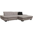 ECKSOFA  in Mikrofaser Hellgrau  290/198 cm  - Hellgrau/Schwarz, Design, Textil/Metall (290/198cm) - Xora