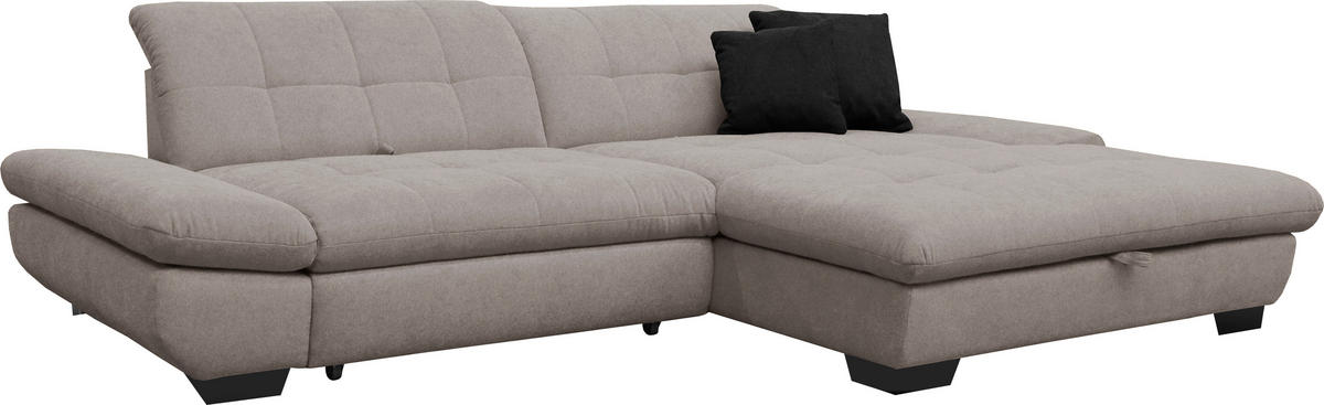 ECKSOFA in Mikrofaser Hellgrau  - Hellgrau/Schwarz, Design, Textil/Metall (290/198cm) - Xora
