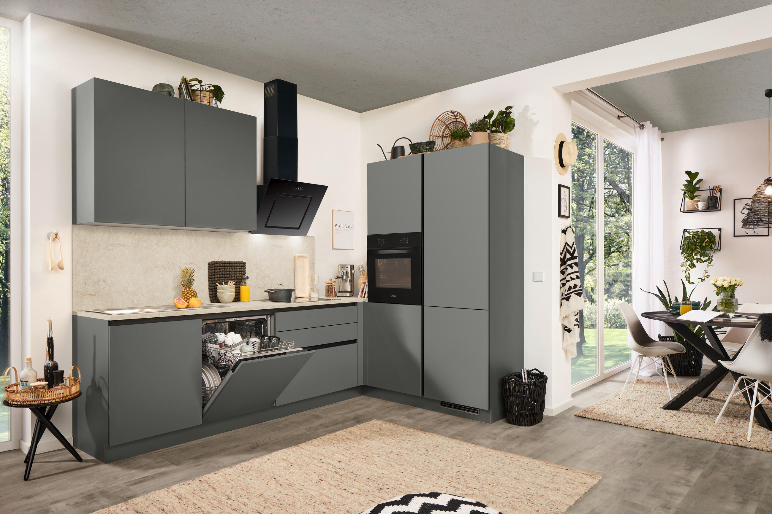 ECKKÜCHE 276/183 cm  in Anthrazit  - Anthrazit, Basics, Holzwerkstoff (276/183cm) - Welnova