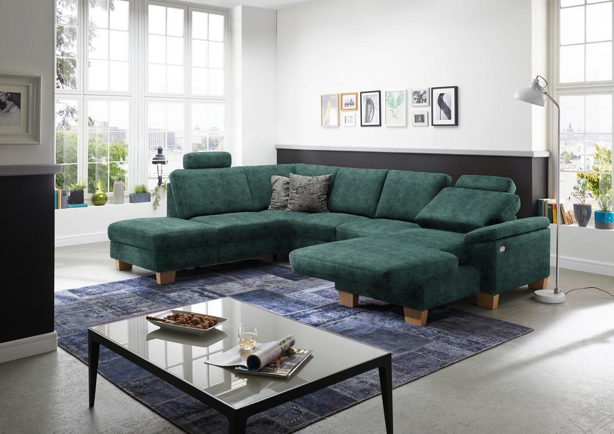 WOHNLANDSCHAFT in Velours Opal  - Eichefarben/Opal, Konventionell, Holz/Textil (167/316/235cm) - Beldomo System