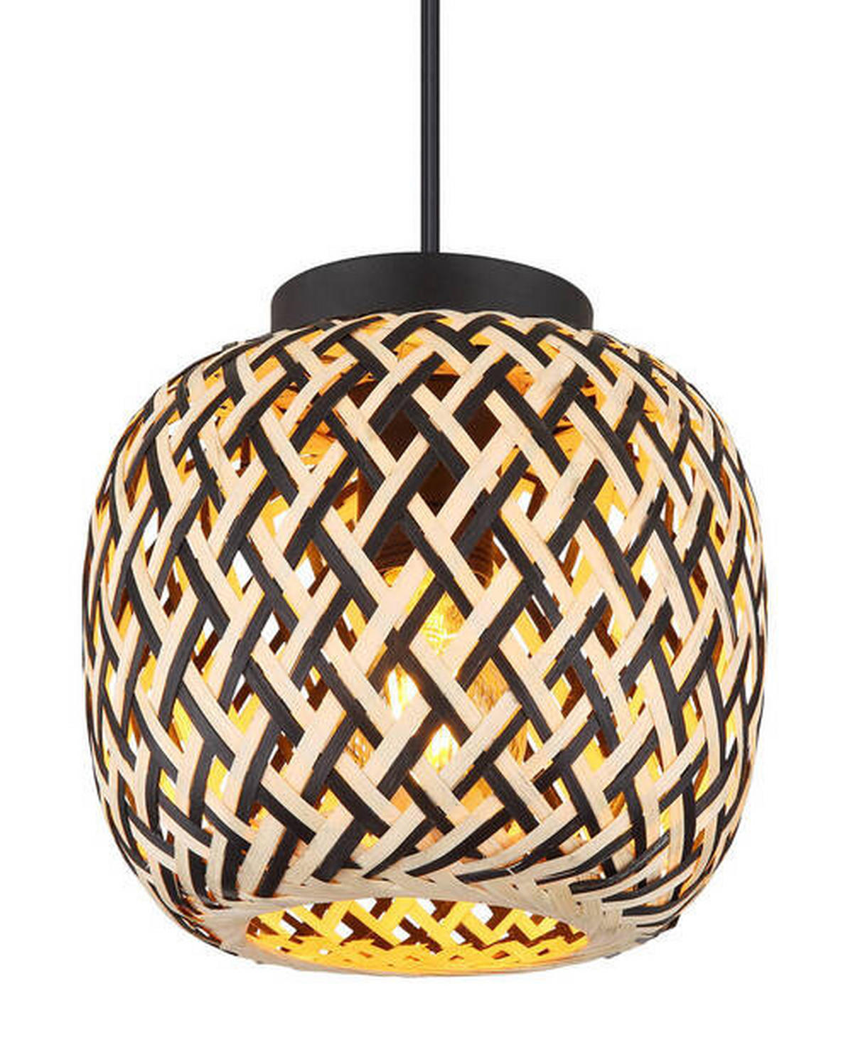 HÄNGLAMPA 20/120 cm  - svart/naturfärgad, Natur, metall/plast (20/120cm) - Globo