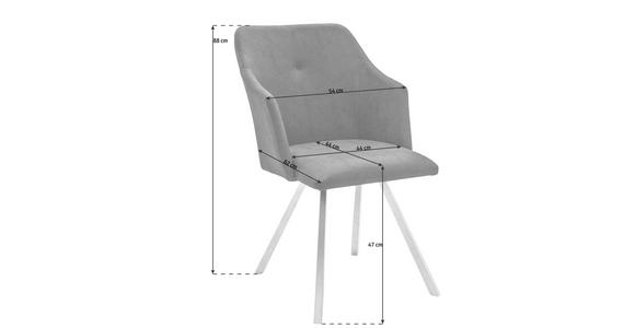 STUHL Lederlook Blau, Grau, Edelstahlfarben - Blau/Edelstahlfarben, Design, Textil/Metall (54/88/62cm) - Novel