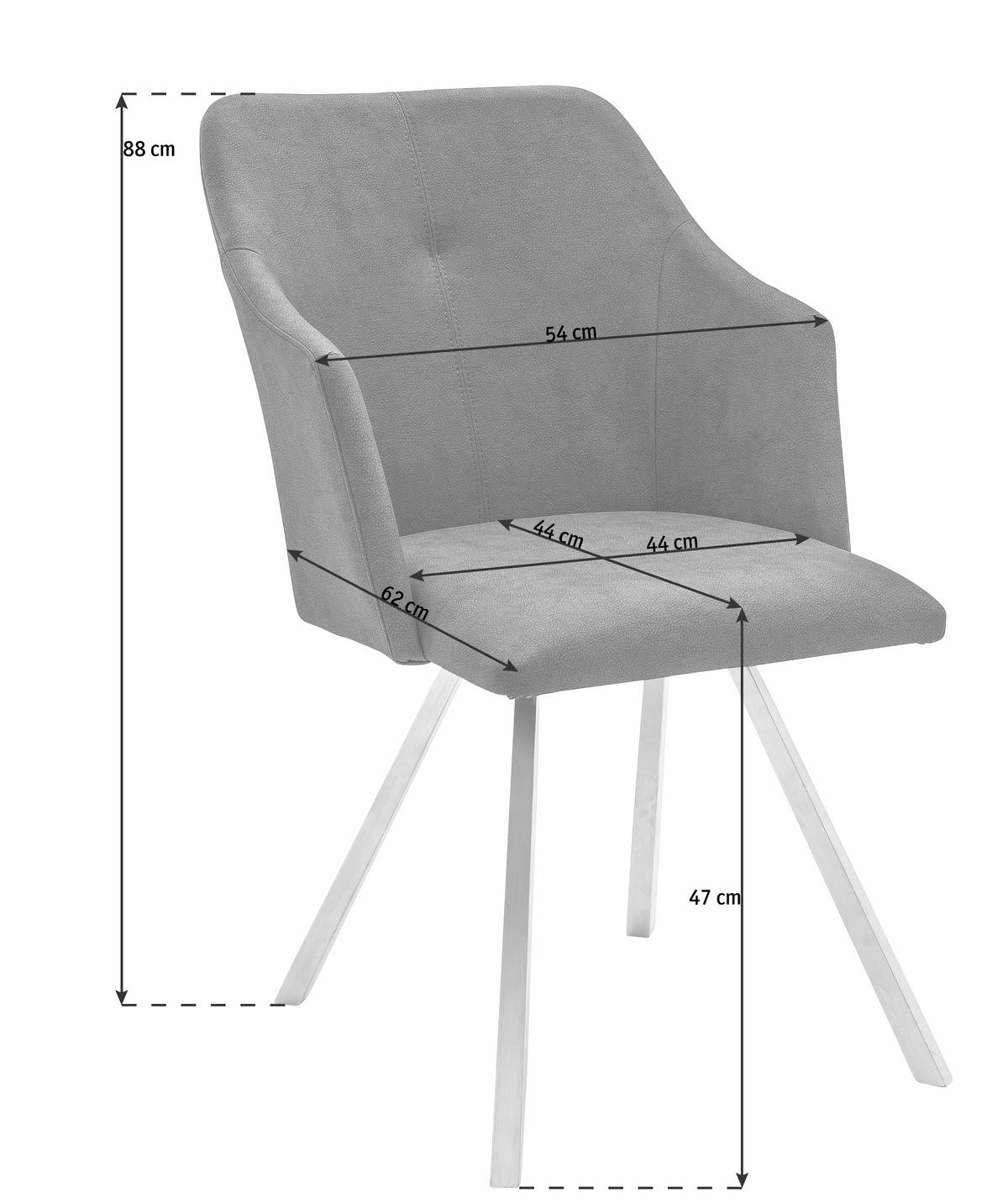 STUHL  in Edelstahl Lederlook  - Blau/Edelstahlfarben, Design, Textil/Metall (54/88/62cm) - Novel