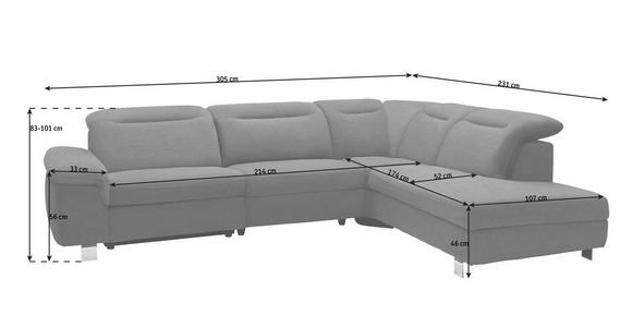 WOHNLANDSCHAFT in Textil Braun - Chromfarben/Braun, Design, Textil/Metall (305/231cm) - Dieter Knoll