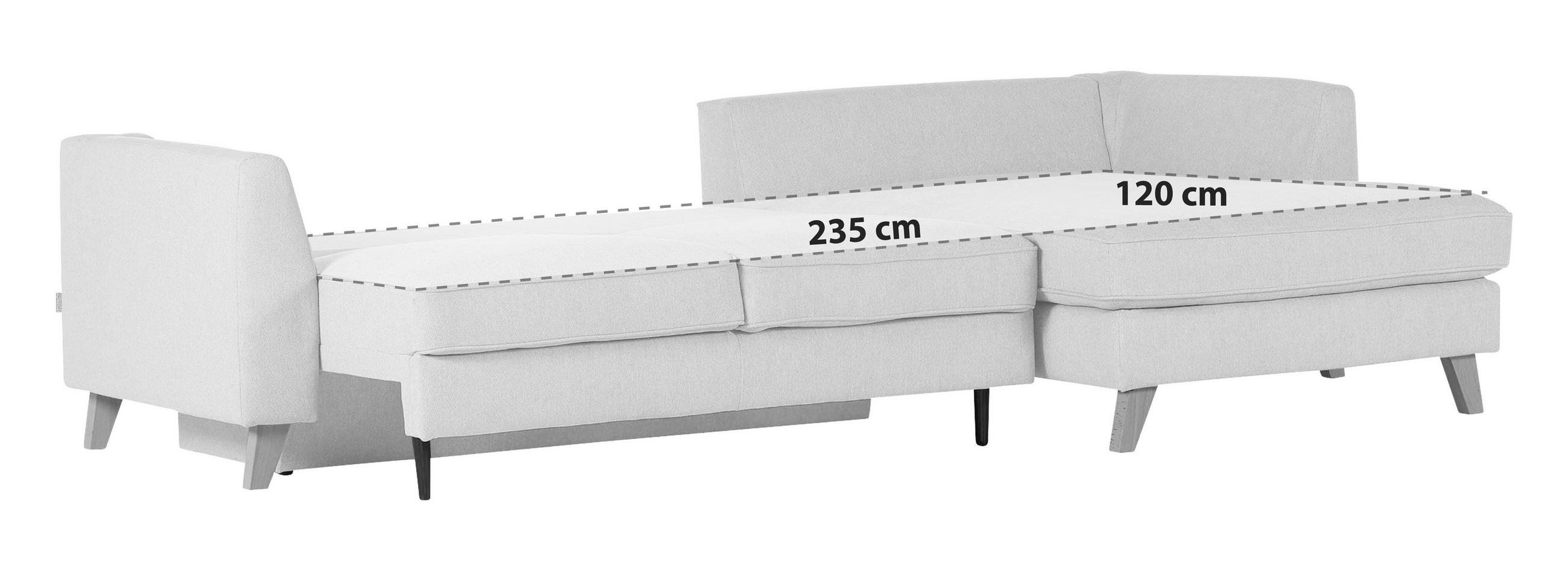 ECKSOFA in Cord Grau  - Buchefarben/Grau, Design, Holz/Textil (271/165cm) - MID.YOU
