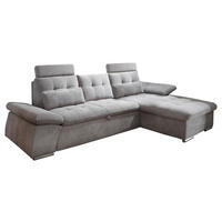 ECKSOFA 268/170 cm  in Mikrovelours Schlammfarben Zierkissen, Rückenkissen, Schlaffunktion  268/170 cm  - Schlammfarben/Silberfarben, KONVENTIONELL, Holzwerkstoff/Kunststoff (268/170cm) - MID.YOU