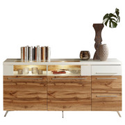 SIDEBOARD - Eichefarben/Silberfarben, Design, Glas/Holzwerkstoff (175/80/45cm) - Stylife
