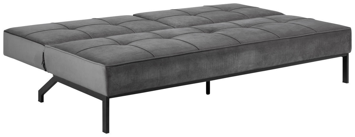 SCHLAFSOFA in Samt Dunkelgrau  - Dunkelgrau/Schwarz, Trend, Textil/Metall (198/87/95cm) - MID.YOU
