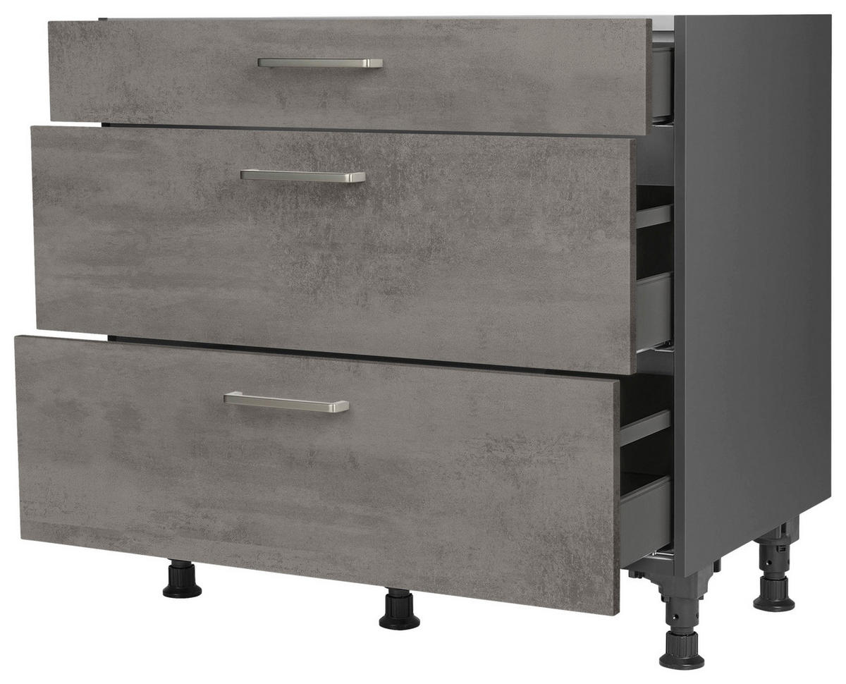 SCHUBKASTENUNTERSCHRANK 90/87/56 cm  in Schieferfarben  - Schieferfarben/Edelstahlfarben, MODERN, Holzwerkstoff/Metall (90/87/56cm) - Nobilia