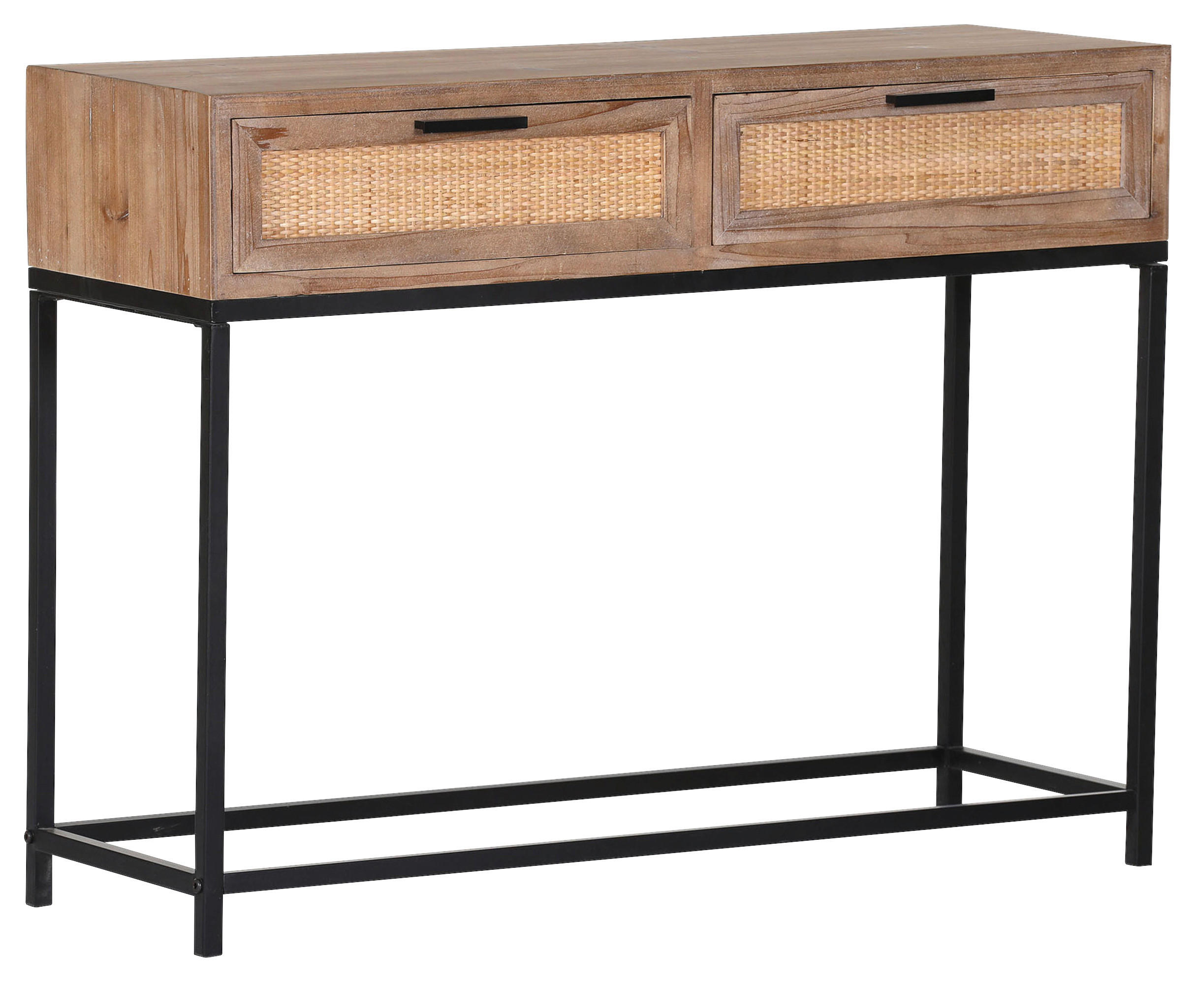 KONSOLE Rattan, Tanne massiv Graubraun - Graubraun, Trend, Holz (100/76/37cm) - Livetastic
