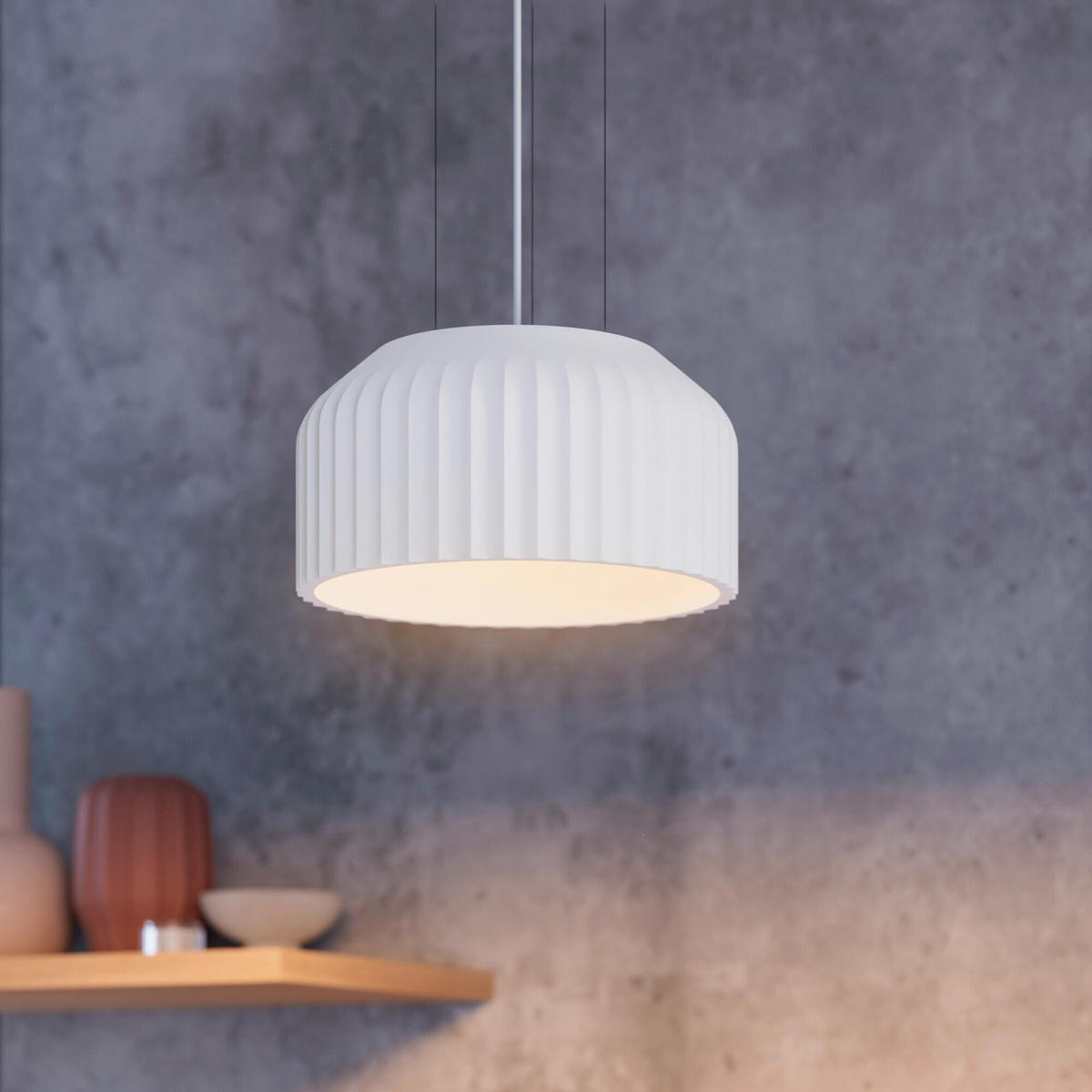 HÄNGELEUCHTE 30/120 cm  - Weiß, Basics, Stein (30/120cm) - Osram