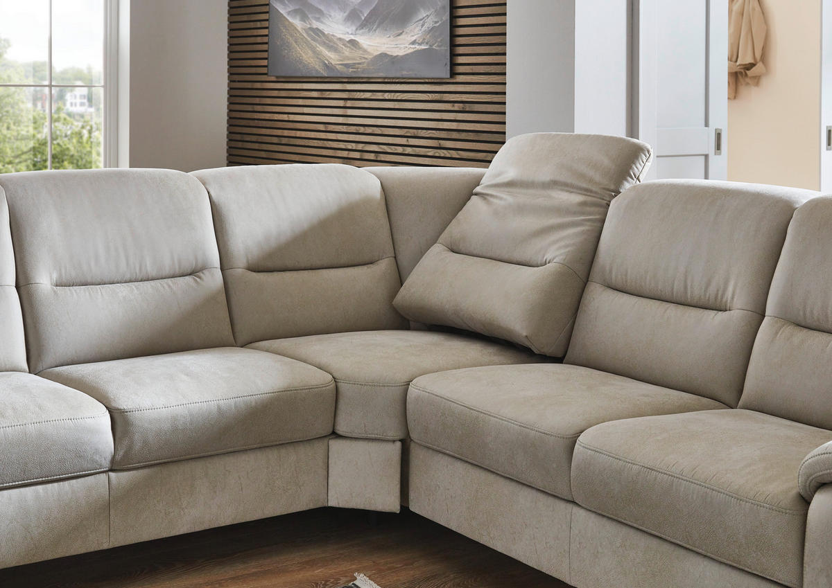 ECKSOFA Mikrofaser Hellgrau  - Eiche Bianco/Hellgrau, Konventionell, Holz/Textil (303/245cm) - Beldomo Comfort