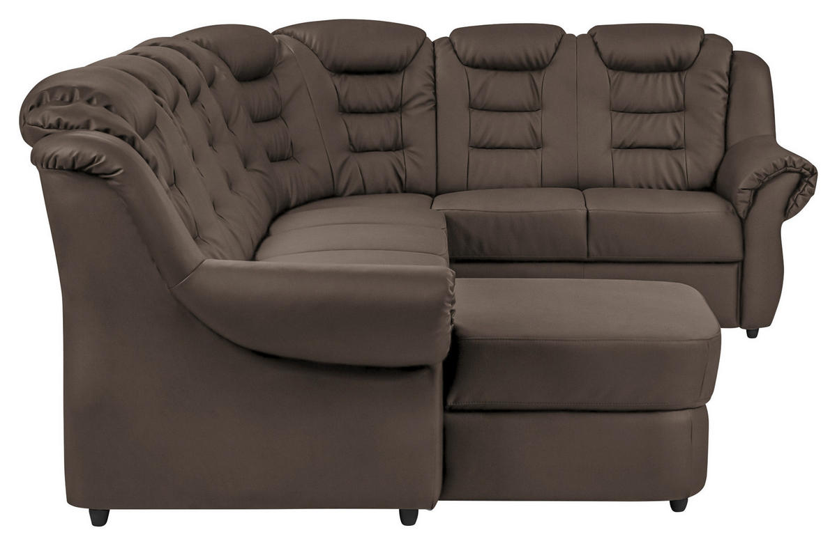 WOHNLANDSCHAFT in Lederlook Braun  - Schwarz/Braun, Konventionell, Kunststoff/Textil (165/333/216cm) - Livetastic