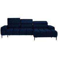 ECKSOFA Dunkelblau Samt, Webstoff  - Schwarz/Dunkelblau, Design, Textil/Metall (270/177cm) - Welnova