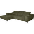 ECKSOFA  in Chenille Olivgrün  222/279 cm  - Schwarz/Olivgrün, KONVENTIONELL, Kunststoff/Textil (222/279cm) - Hom`in