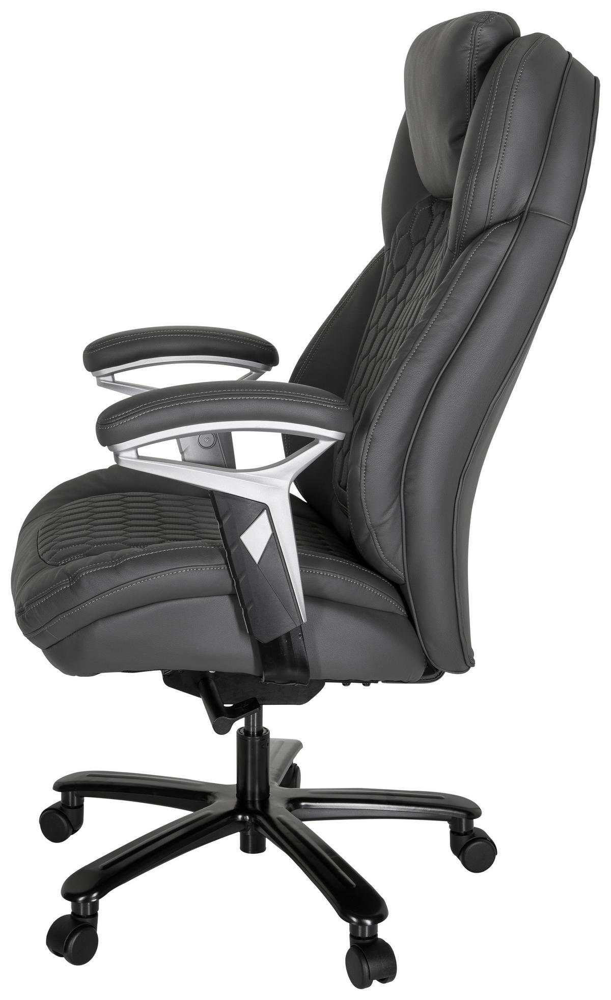 CHEFSESSEL Lederlook Grau, Silberfarben  - Silberfarben/Grau, MODERN, Kunststoff/Textil (73/138/85cm) - MID.YOU