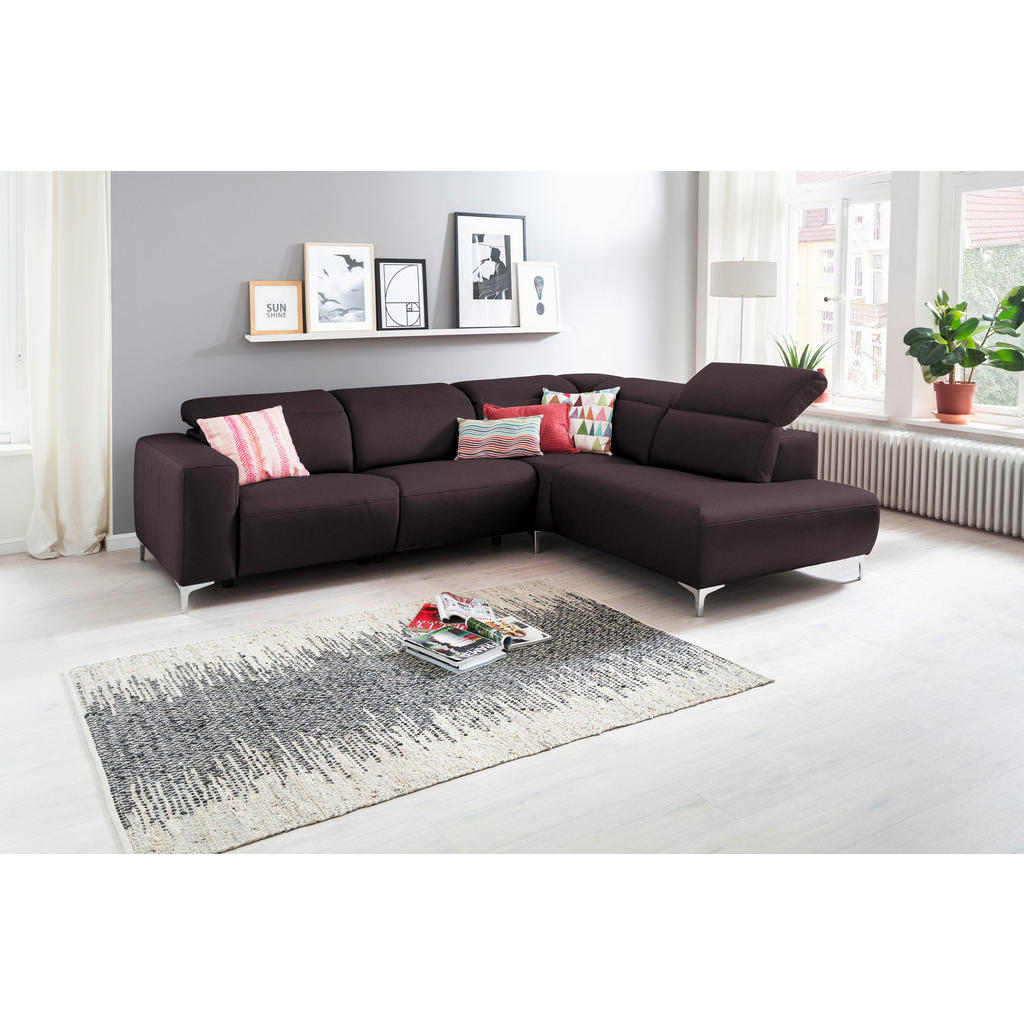 Thumbnail - Pure Home Lifestyle Ecksofa, Braun, Leder, Echtleder, Rindleder, Uni, 4-Sitzer, Ottomane rechts, L-Form, 290x223 cm, Bla...