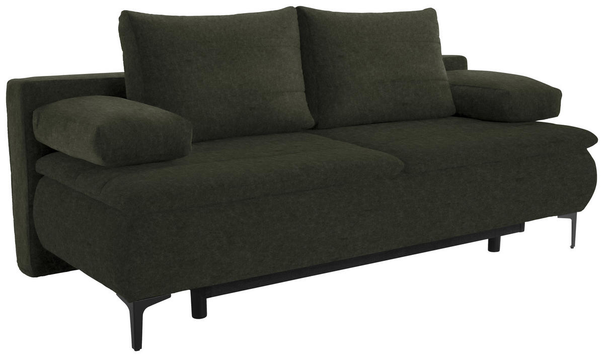 BOXSPRINGSOFA in Flachgewebe Dunkelgrün  - Dunkelgrün, Konventionell, Textil/Metall (204/93/100cm) - Novel