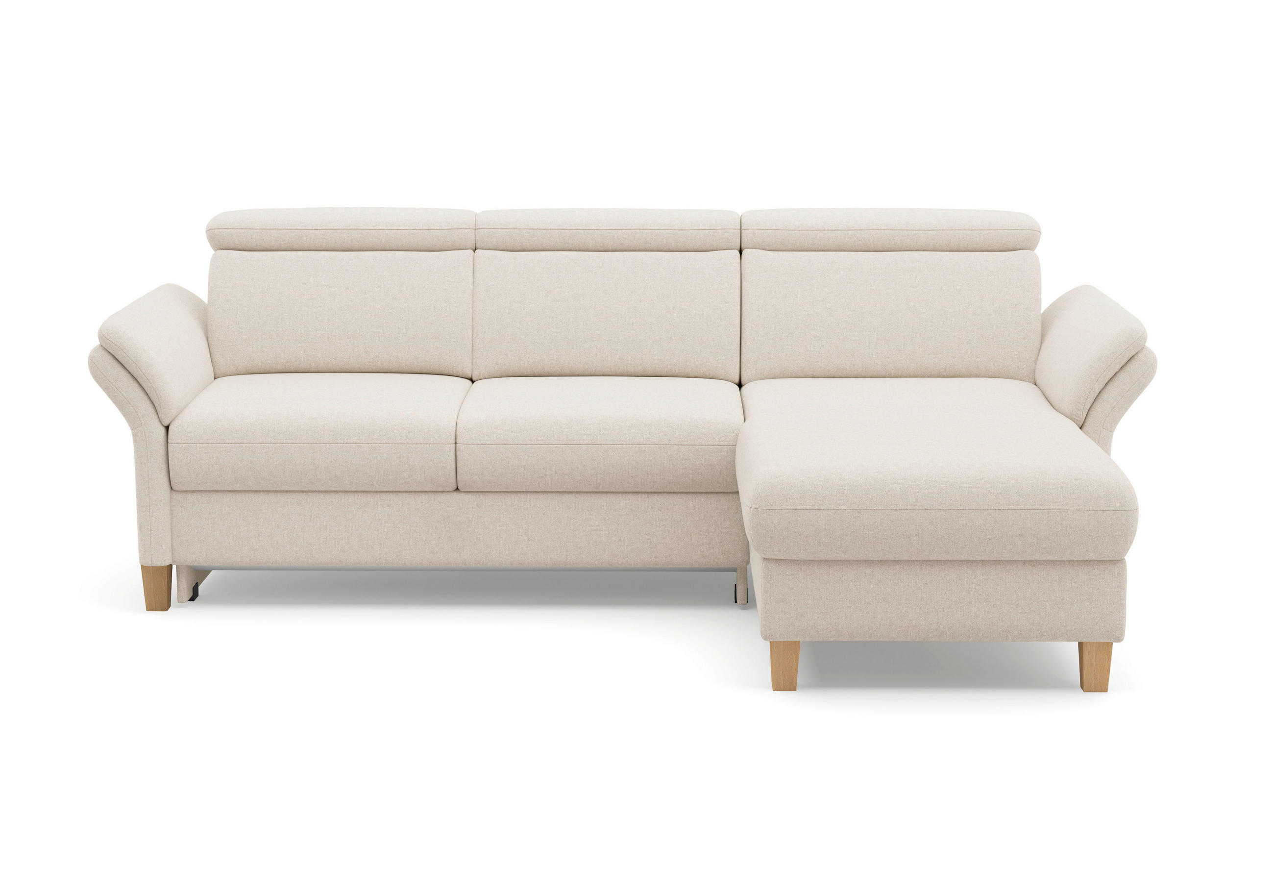 ECKSOFA GLENDALE E Creme Flachgewebe  - Eichefarben/Creme, KONVENTIONELL, Holz/Textil (253/166cm) - Sit & More