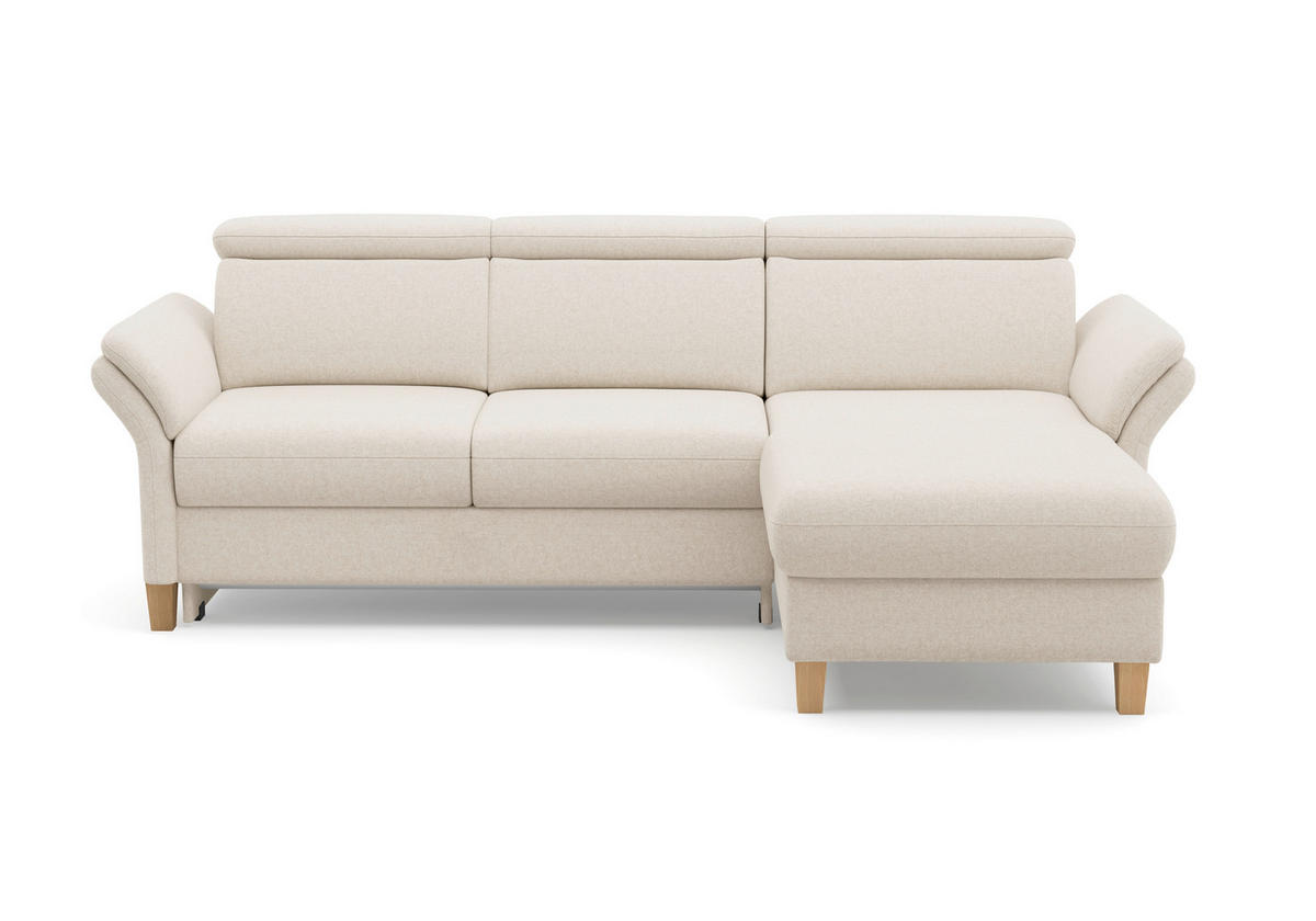 ECKSOFA GLENDALE E Creme Flachgewebe  - Eichefarben/Creme, KONVENTIONELL, Holz/Textil (253/166cm) - Sit & More
