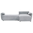 ECKSOFA Hellgrau Cord  inkl. Rückenkissen, Schlaffunktion, Rücken echt, Stauraum, Liegefläche im Originalstoff  - Hellgrau/Schwarz, KONVENTIONELL, Kunststoff/Textil (266/180cm) - Carryhome