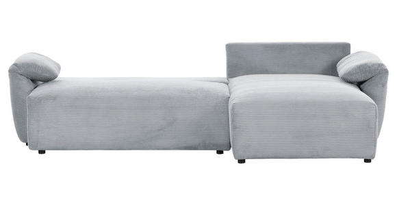 ECKSOFA Hellgrau Cord  inkl. Rückenkissen, Schlaffunktion, Rücken echt, Stauraum, Liegefläche im Originalstoff  - Hellgrau/Schwarz, KONVENTIONELL, Kunststoff/Textil (266/180cm) - Carryhome