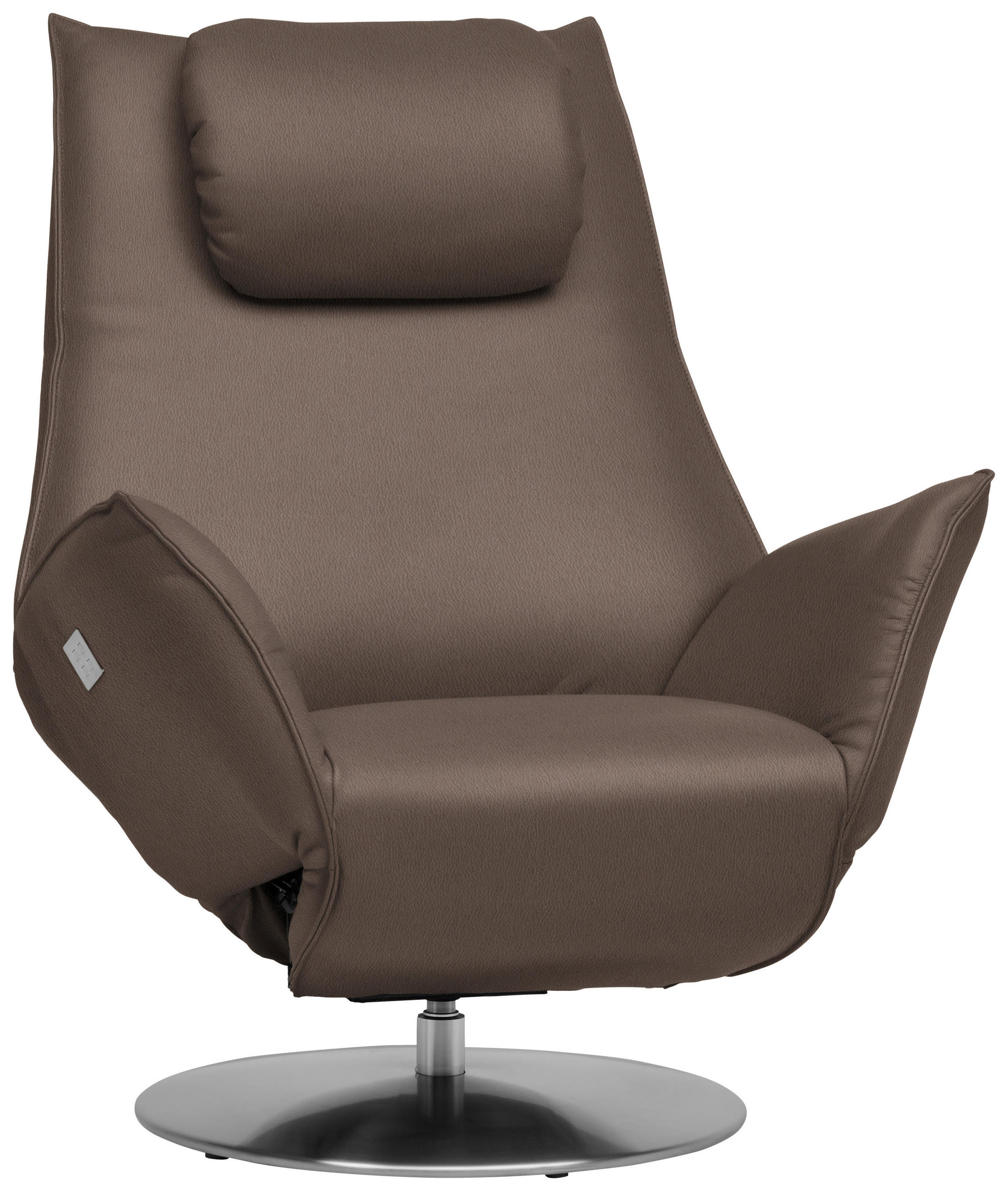 RELAXSESSEL in Leder Braun  - Edelstahlfarben/Braun, Design, Leder/Metall (92/79/90cm) - Koinor