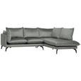 ECKSOFA Grau Samt  - Schwarz/Grau, Design, Textil/Metall (241/200cm) - Carryhome