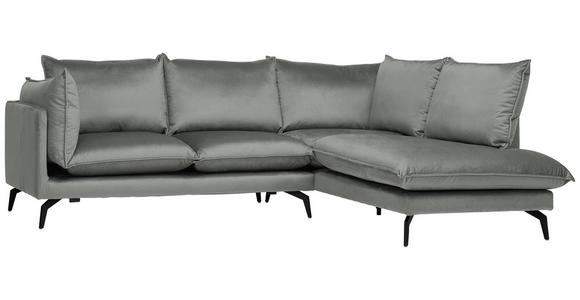 ECKSOFA Grau Samt  - Schwarz/Grau, Design, Textil/Metall (241/200cm) - Carryhome