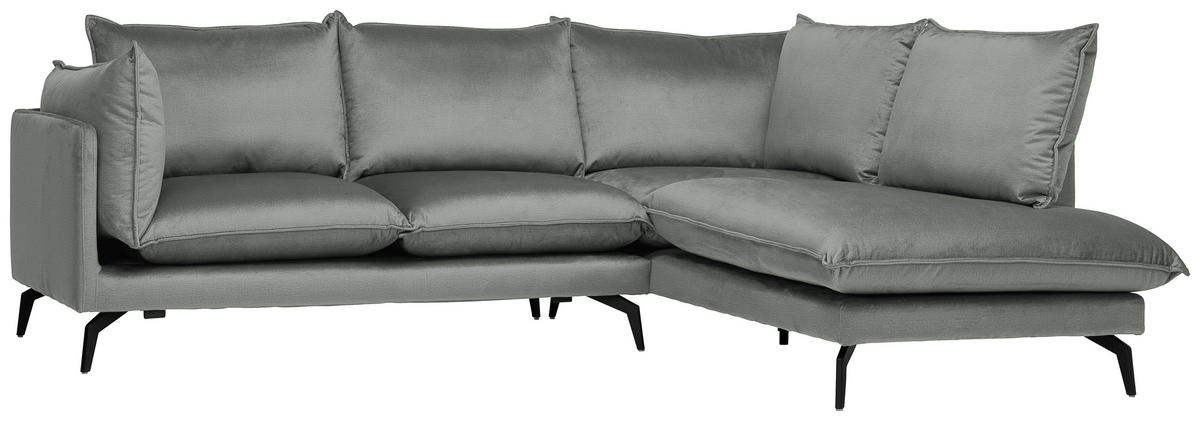 HÖRNSOFFA i sammet grå  - svart/grå, Design, metall/textil (241/200cm) - Carryhome
