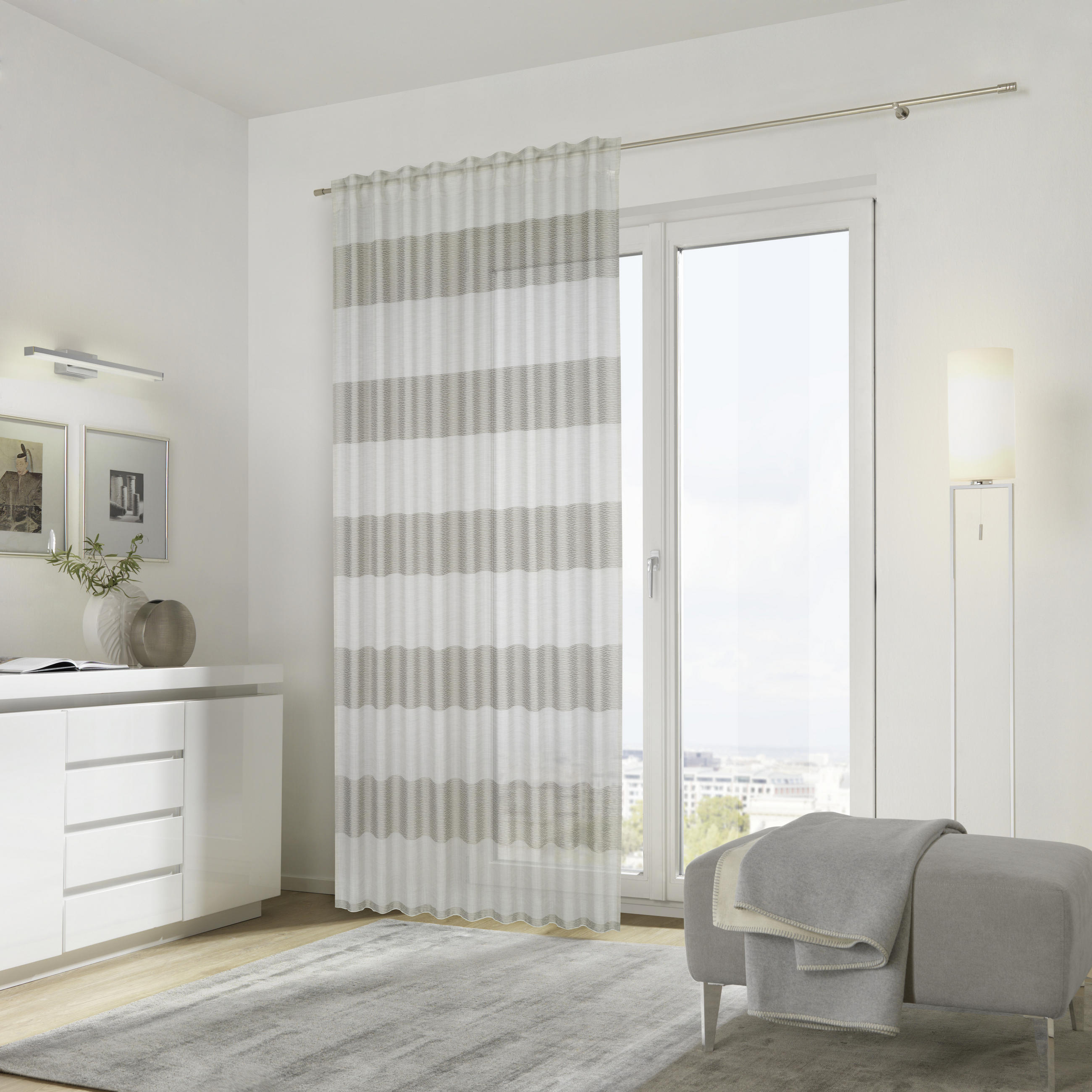 FERTIGVORHANG  halbtransparent  144/245 cm   - Taupe, Basics, Textil (144/245cm) - Ambiente