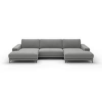WOHNLANDSCHAFT Badia Base Silberfarben Feincord  - Silberfarben/Schwarz, Design, Textil/Metall (177/376/177cm) - Dieter Knoll