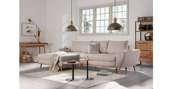 ECKSOFA in Webstoff Beige  - Eichefarben/Beige, Design, Holz/Textil (175/282cm) - Carryhome