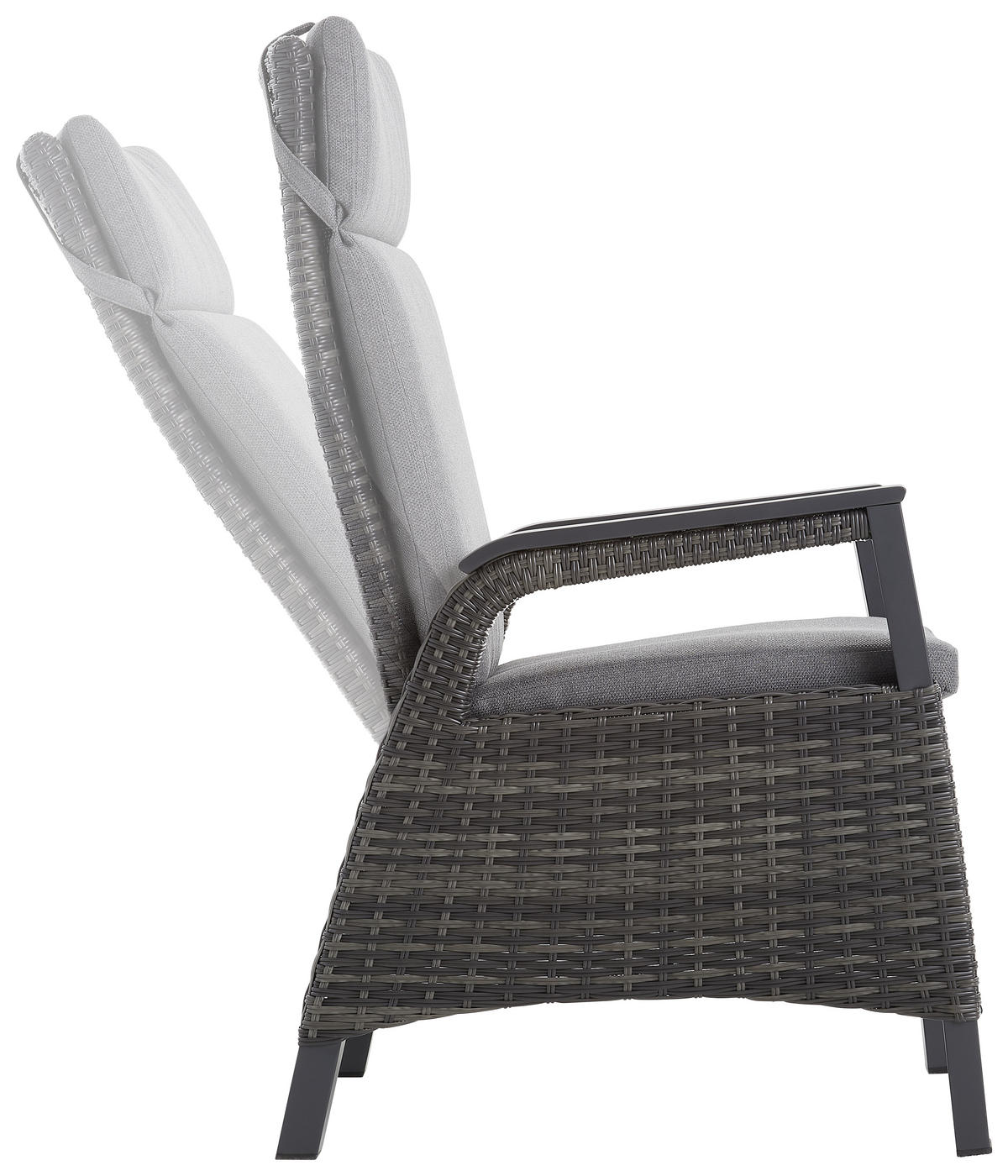 ZAHRADNÍ KŘESLO, plast - šedá/tmavě šedá, Design, kov/textil (61/107/75cm) - Ambia Garden