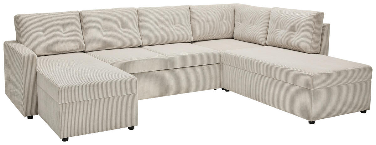 WOHNLANDSCHAFT in Cord Naturfarben  - Schwarz/Naturfarben, Konventionell, Kunststoff/Textil (126/293/155cm) - Ti'me