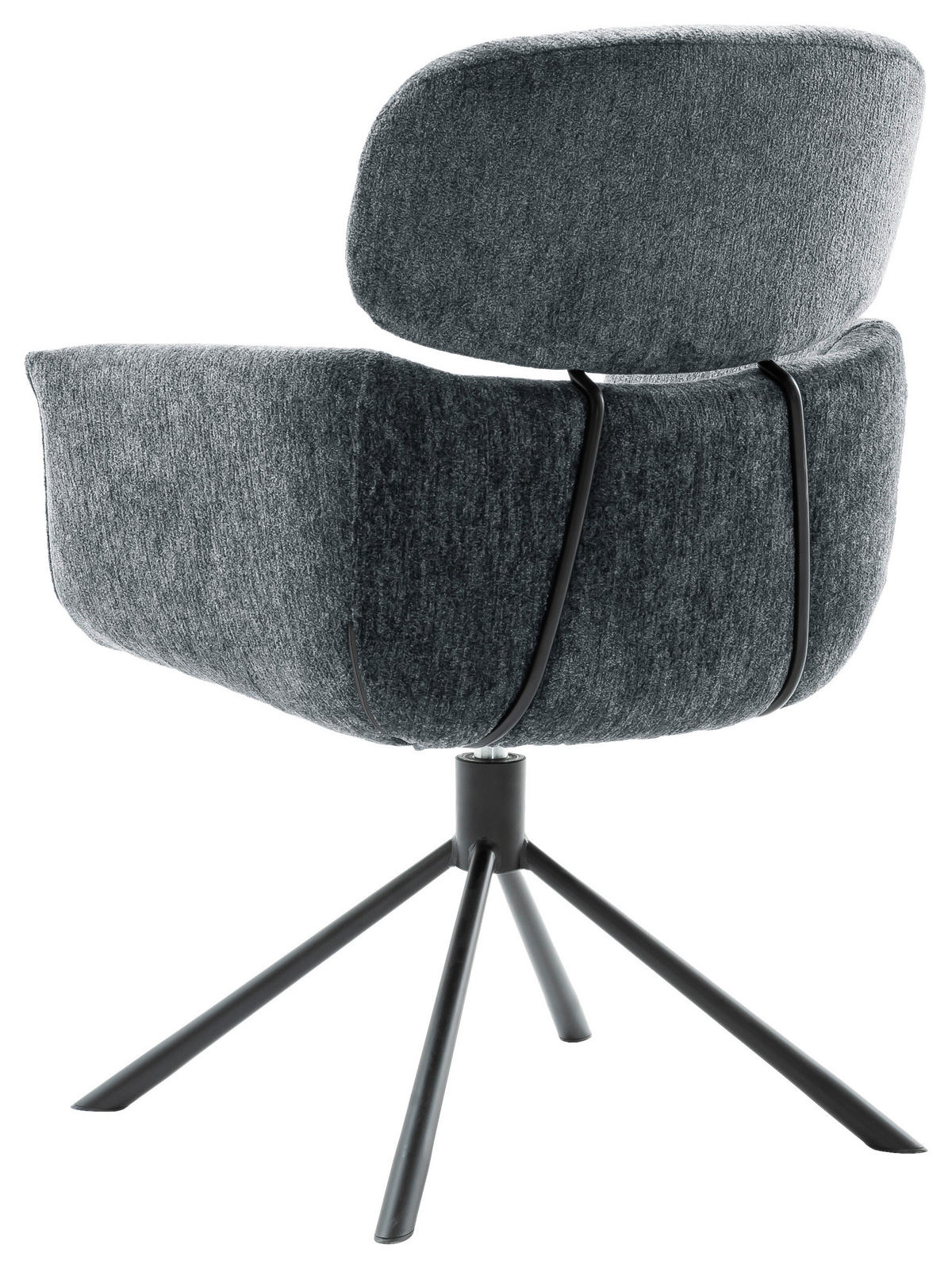 ARMLEHNSTUHL  in Stahl Struktur  - Anthrazit/Schwarz, Design, Textil/Metall (60/90/65cm) - Novel