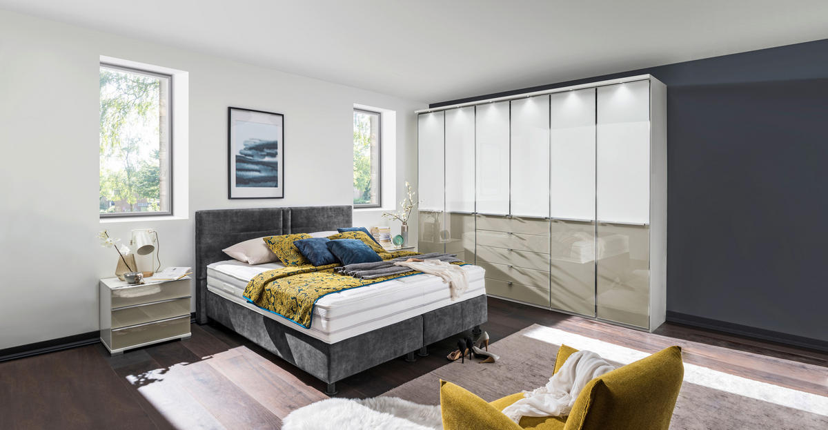 BOXSPRINGBETT 200/200 cm  in Anthrazit  - Anthrazit/Alufarben, Design, Kunststoff/Textil (200/200cm) - Beldomo - Sleep