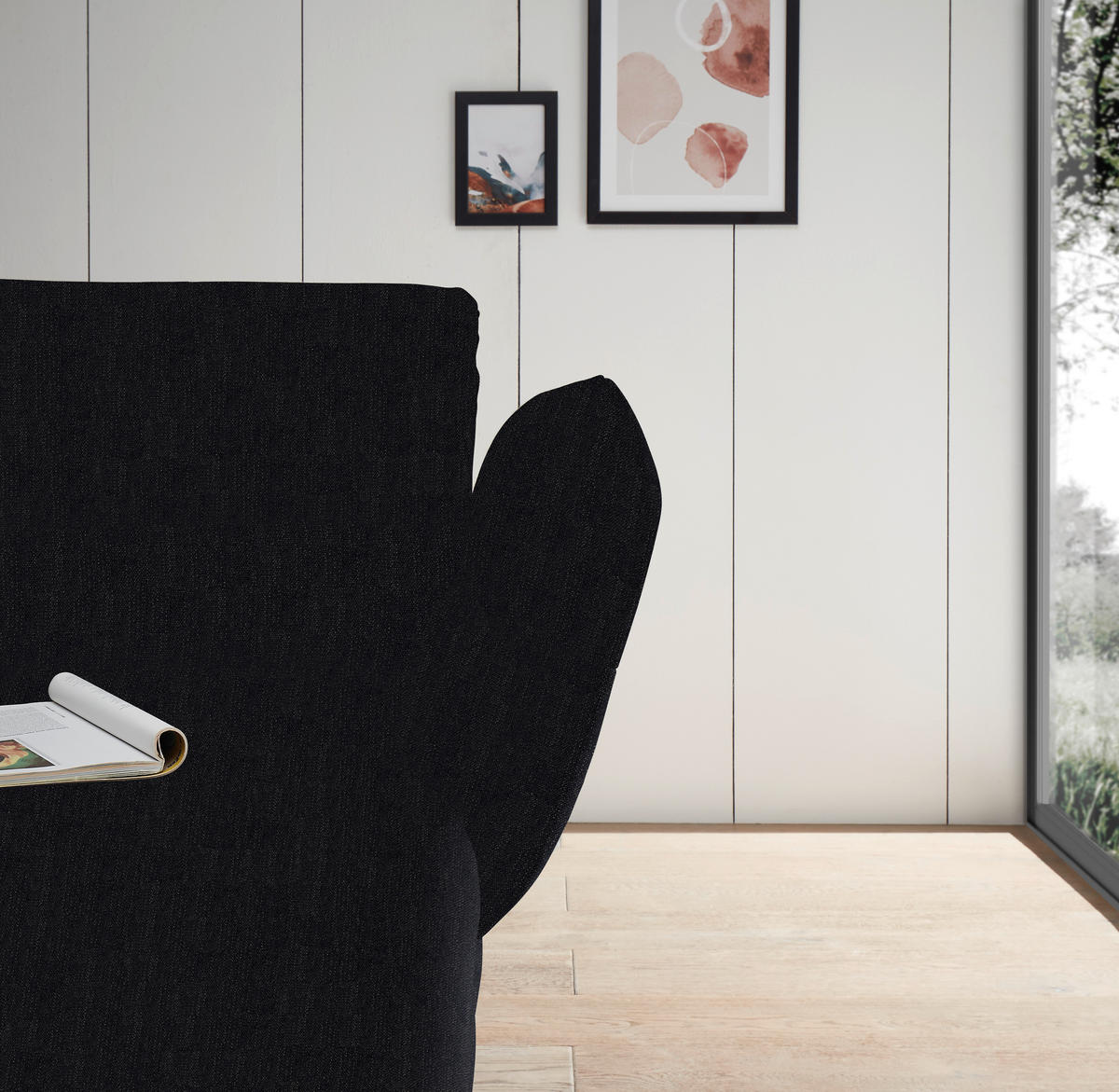 ECKSOFA in Flachgewebe Schwarz  279-327/176-217 cm  - Schwarz, Design, Textil/Metall (279-327/176-217cm) - Dieter Knoll