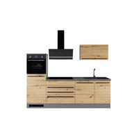 KÜCHENLEERBLOCK 260 cm  in Anthrazit, Eiche Artisan  - Anthrazit/Schwarz, KONVENTIONELL, Holzwerkstoff/Kunststoff (260cm) - P & B