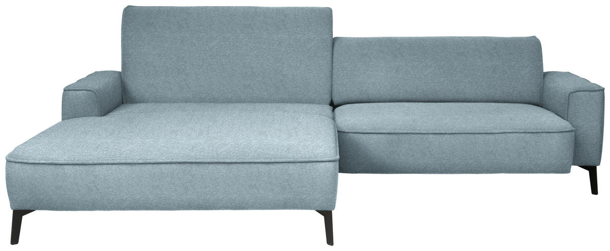 ECKSOFA in Flachgewebe Hellblau  - Schwarz/Hellblau, Design, Textil/Metall (190/285cm) - Johann Jakob
