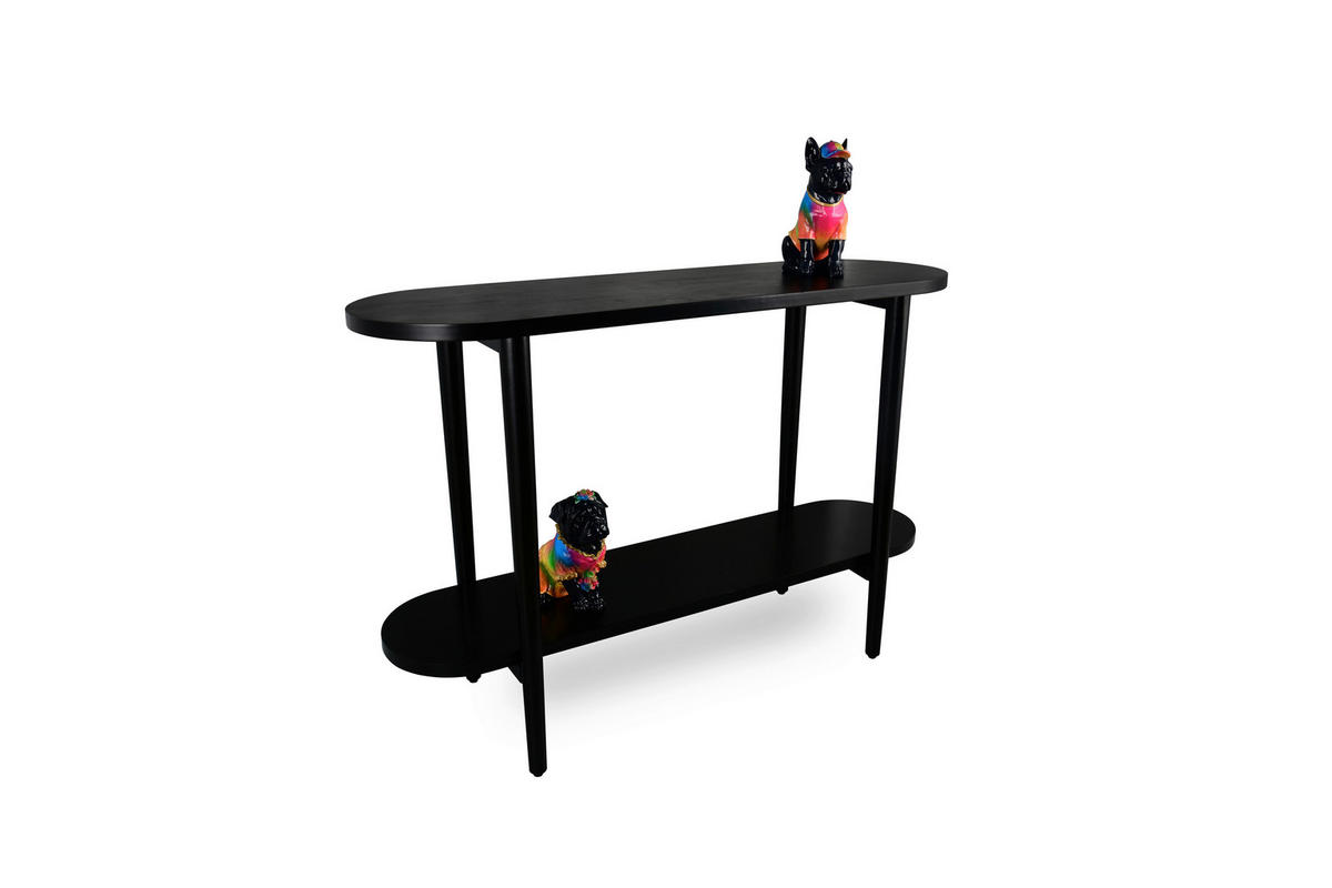 KONSOLENTISCH Mangoholz massiv Schwarz  - Schwarz, MODERN, Holz (110/35/75cm) - Milino