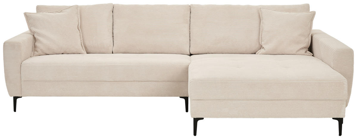 ECKSOFA in Cord Naturfarben  283/174 cm  - Schwarz/Naturfarben, Design, Textil/Metall (283/174cm) - Xora