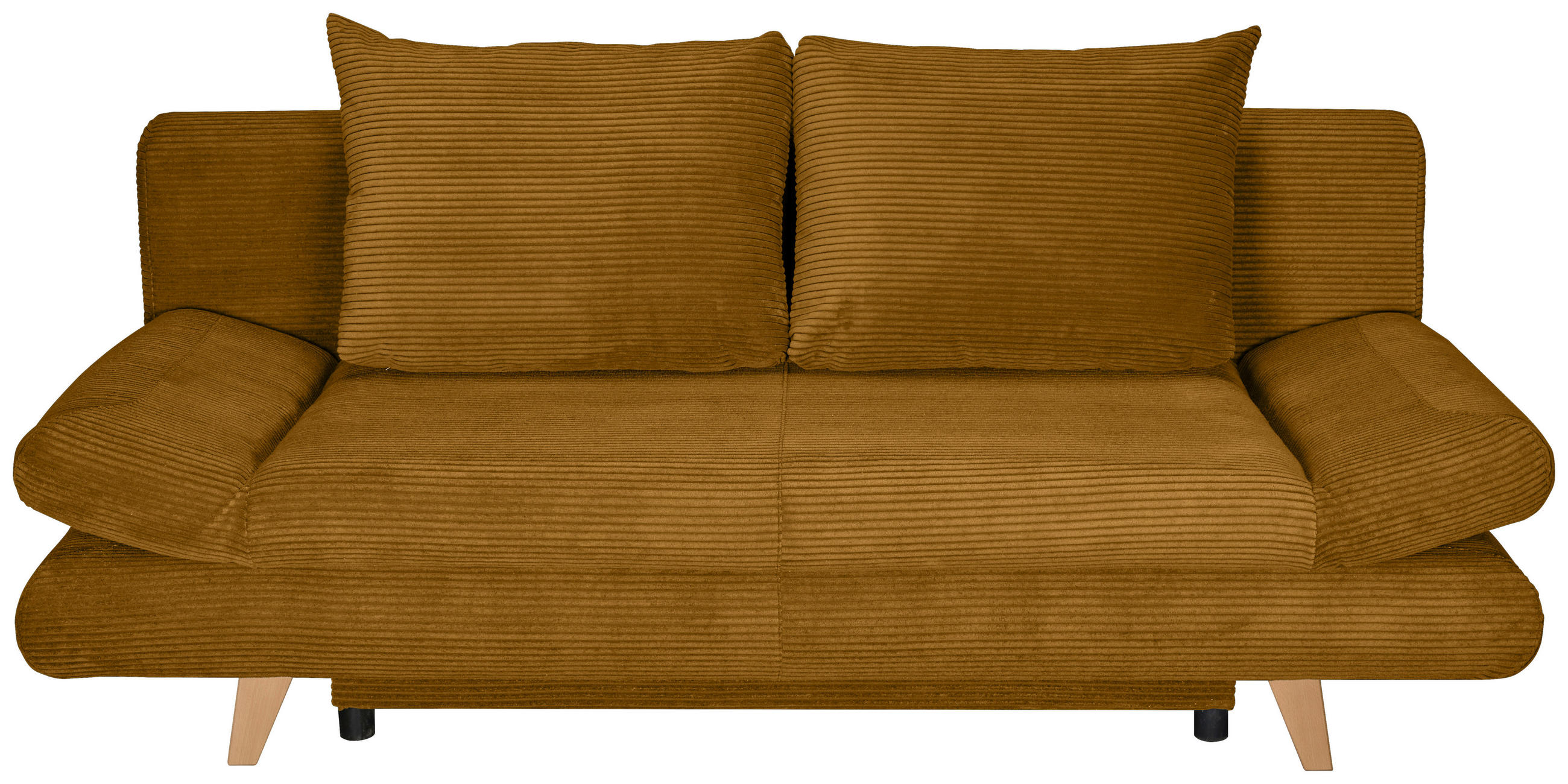 SCHLAFSOFA Cord Currygelb  - Currygelb/Buchefarben, KONVENTIONELL, Holz/Textil (200/75/85cm) - Carryhome