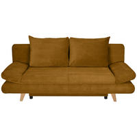 SCHLAFSOFA  mit Schlafen auf Sitzhöhe, haustierfreundlicher Bezug Cord Currygelb  - Currygelb/Buchefarben, KONVENTIONELL, Holz/Textil (200/75/85cm) - Carryhome