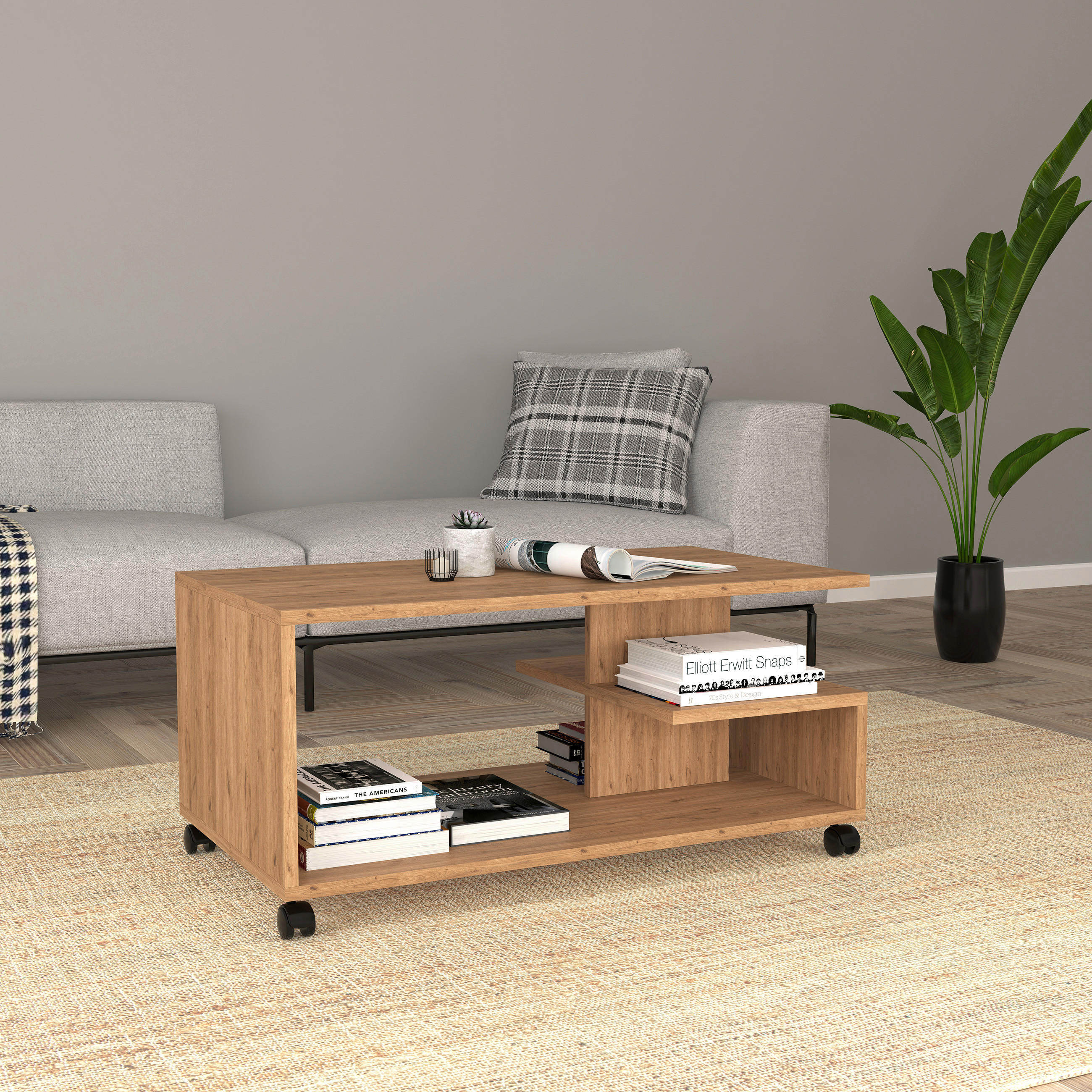 COUCHTISCH in Holzwerkstoff 90/50/38 cm  - Eichefarben, MODERN, Holzwerkstoff/Kunststoff (90/50/38cm) - MID.YOU