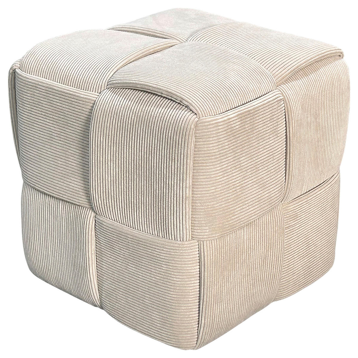 POUF Cord Beige 40/40/40 cm  - Beige, Design, Textil (40/40/40cm) - MID.YOU