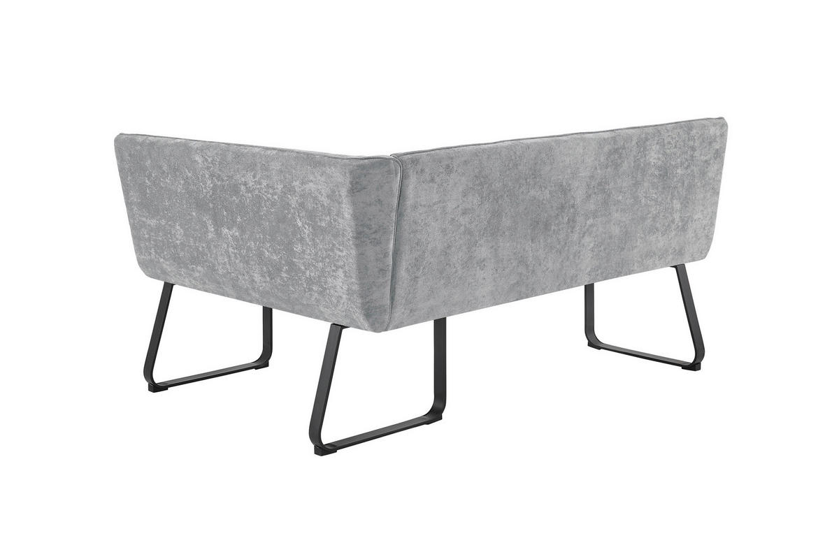ECKBANK 168/128 cm  in Hellgrau  - Hellgrau/Schwarz, MODERN, Textil/Metall (168/128cm) - MID.YOU